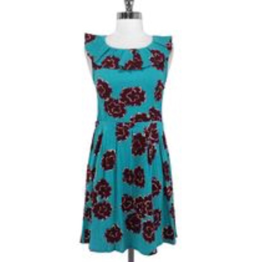Marc by Marc Jacobs Teal Dress with Maroon Floral Print